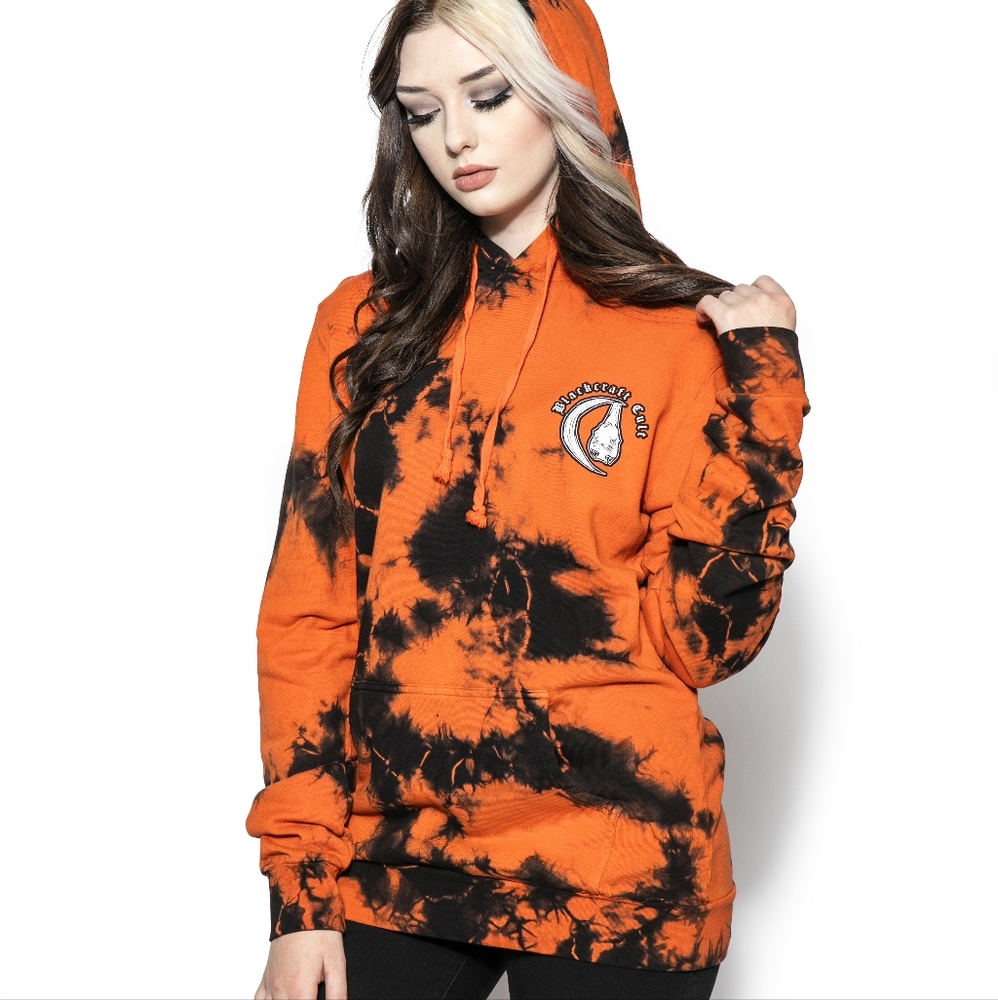 Blackcraft Cult Release the Bats orange lightning dye hoodie